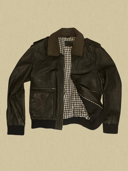 Vintage Lederjacke mit Kragen