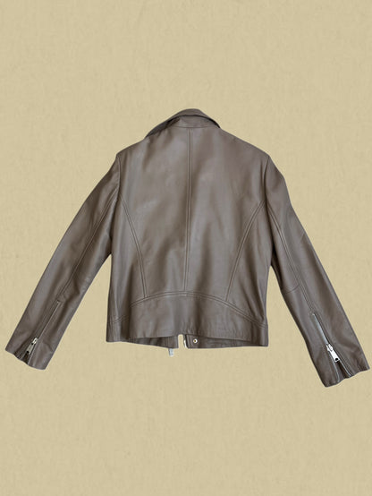 Echtleder Bikerjacke in Taupe Leonardo