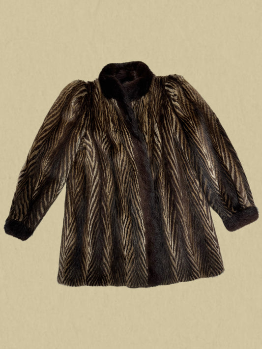 Vintage Chevron Fur Coat – rare pattern, luxury feel & runway-ready