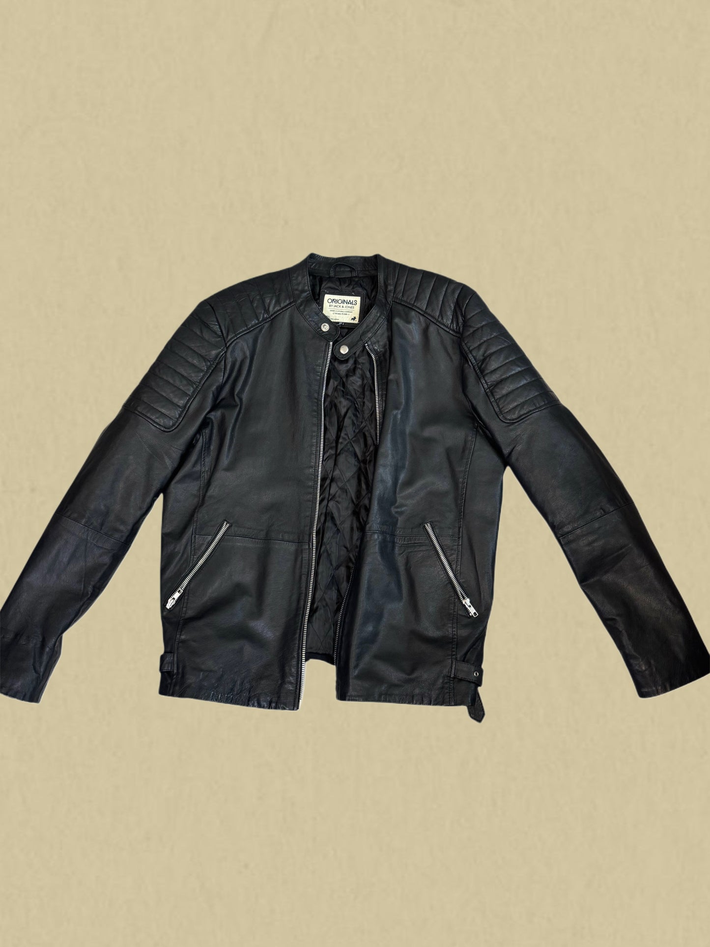Schwarze Lederjacke von Jack&Jones