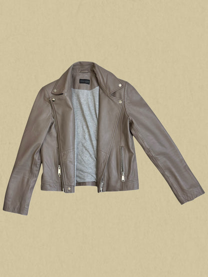Echtleder Bikerjacke in Taupe Leonardo