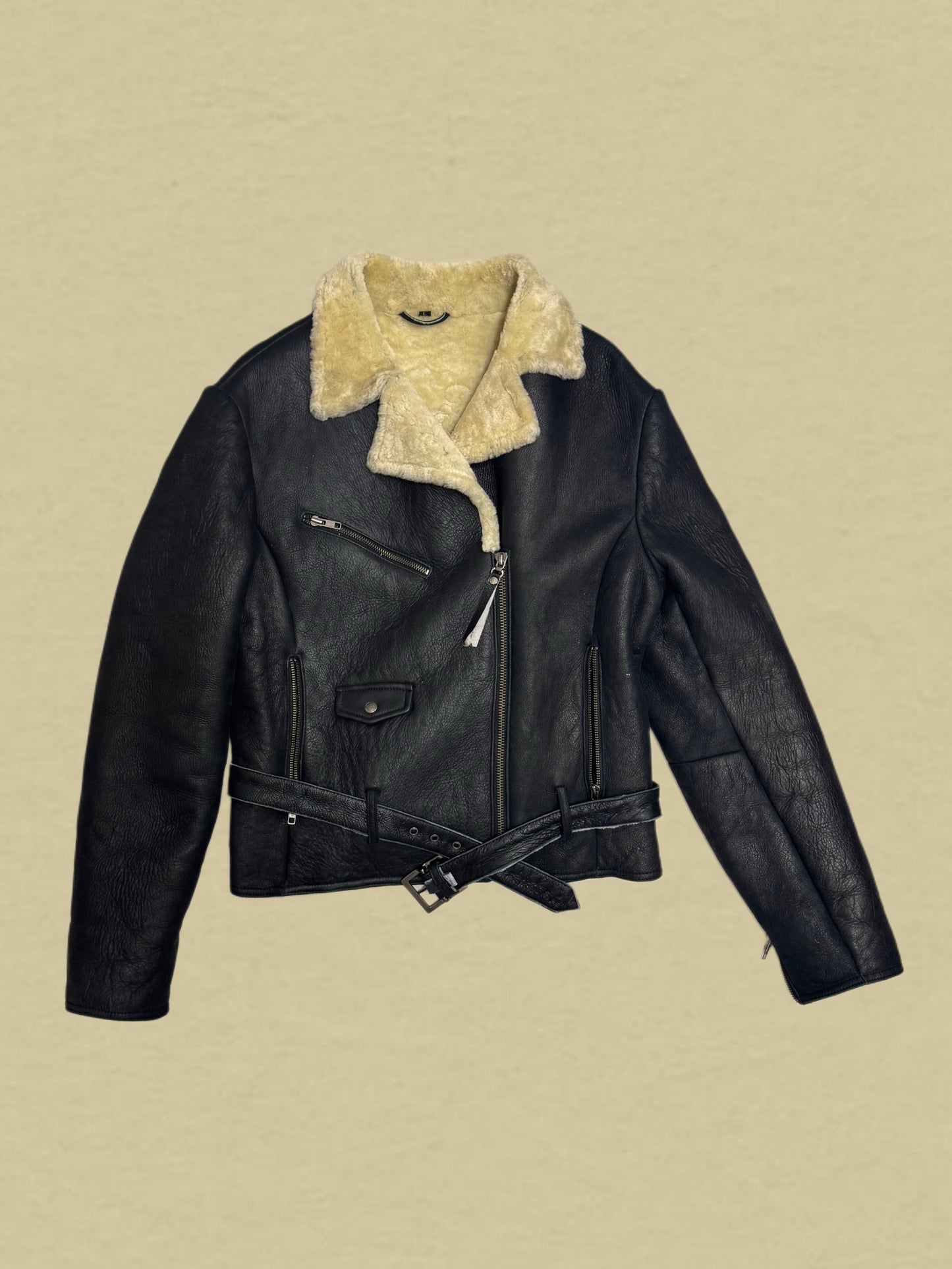 Biker-Lederjacke mit Teddyfellkragen von Harley Davidson
