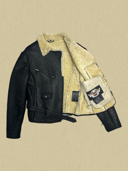 Biker-Lederjacke mit Teddyfellkragen von Harley Davidson