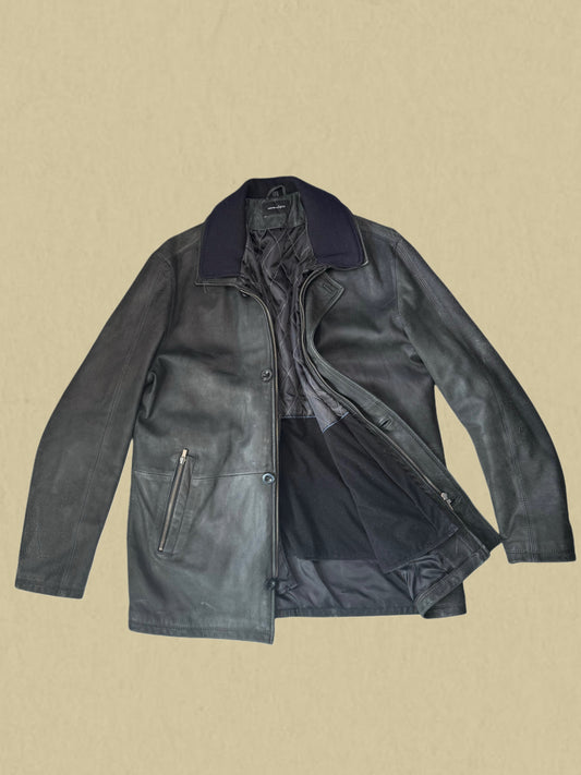 Schwarze Lederjacke von Duca