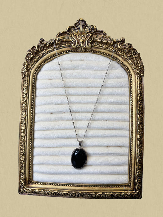 Silberkette mit schwarzem Onyx Stein