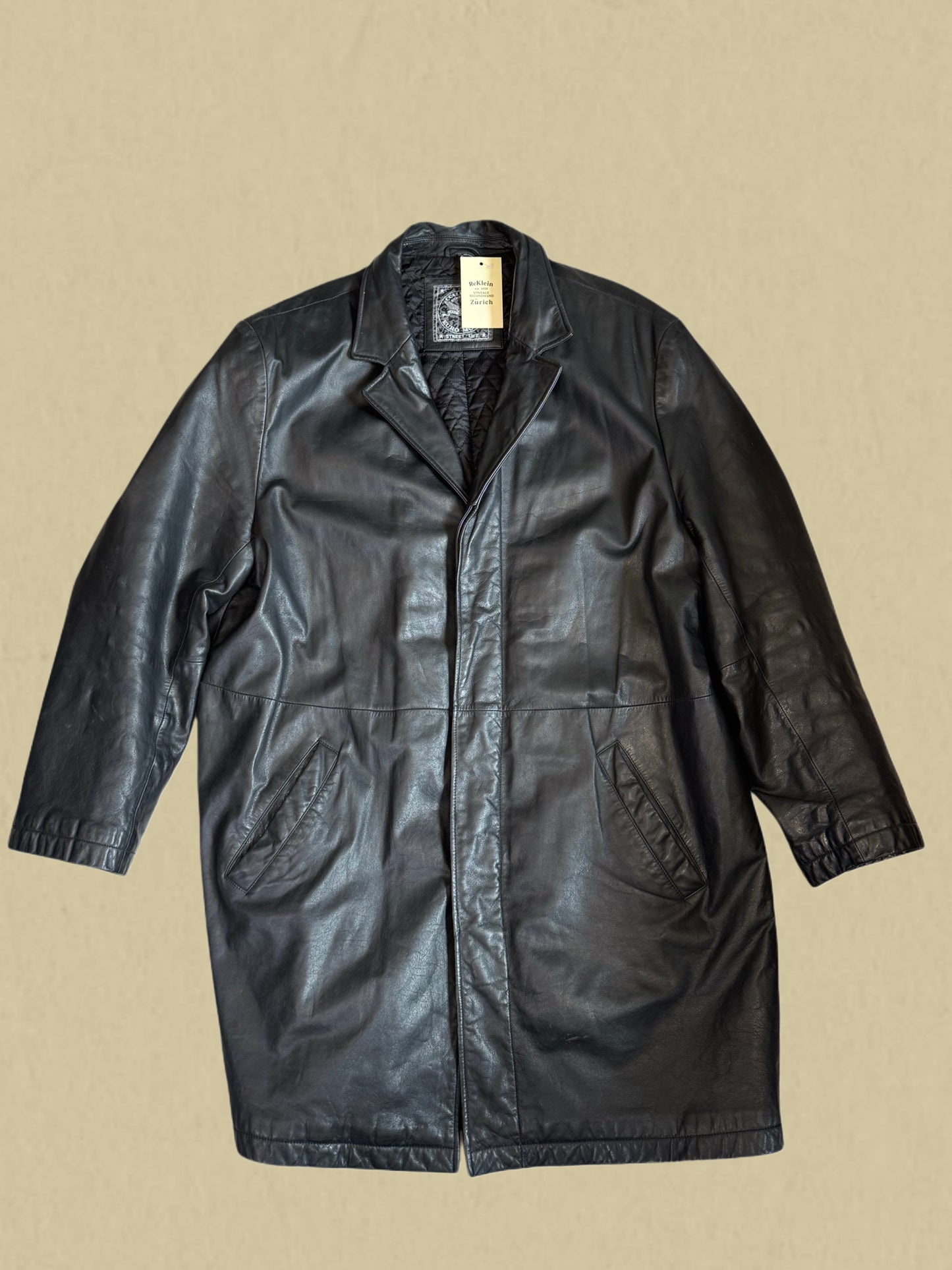 Langer Vintage-Ledermantel – zeitlos & elegant