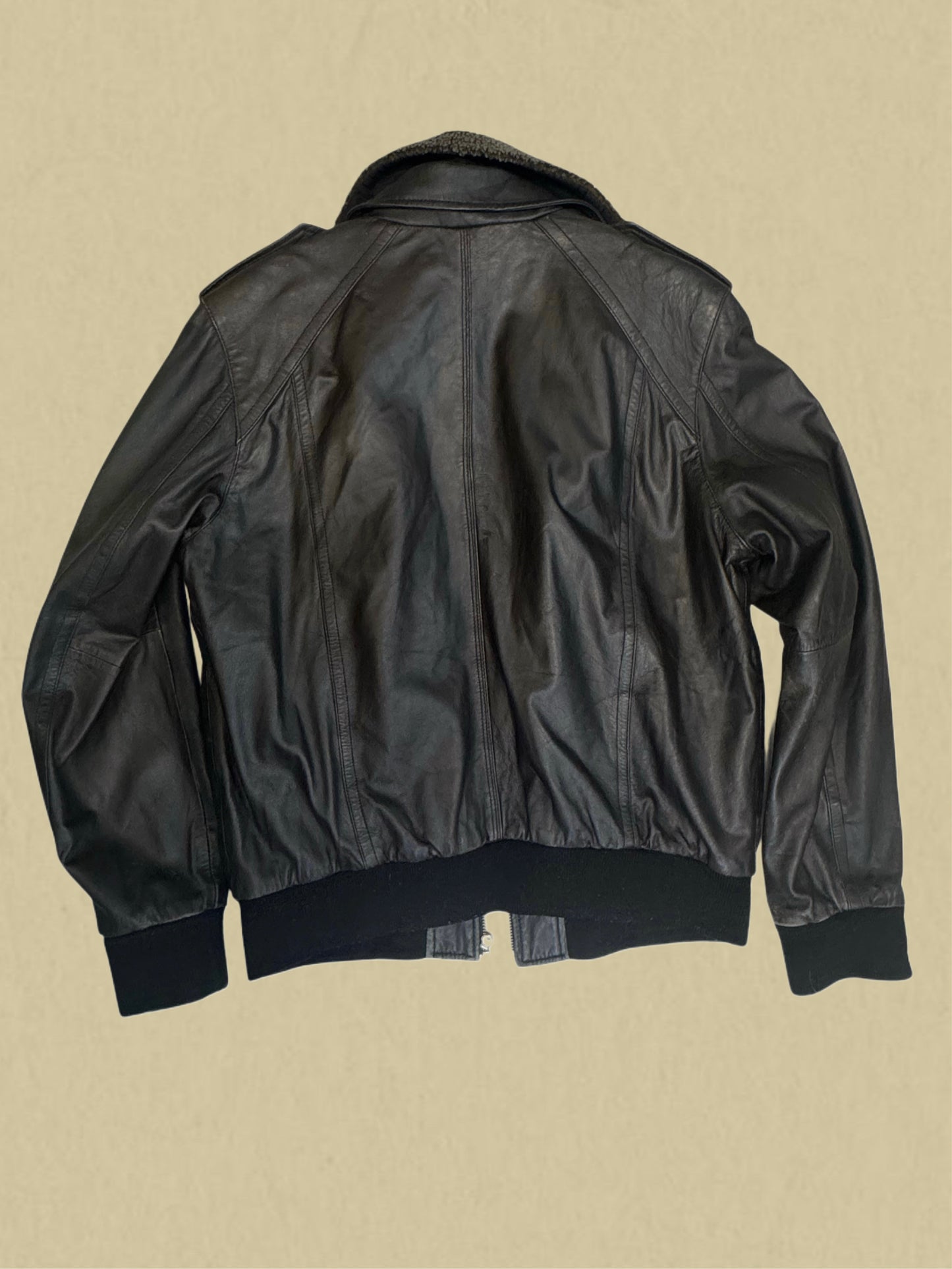 Vintage Lederjacke mit Kragen