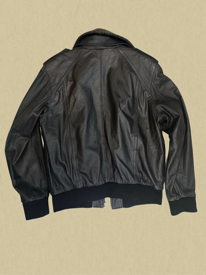 Vintage Lederjacke mit Kragen